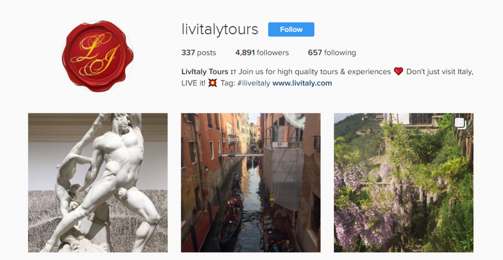 instagram for travel brands - livitaly tours